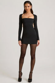 Oh Polly Akari Mini Robe Noire Perles Dos Ouvert
