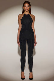 Oh Polly Embellished Sylvette combinaison noire strass