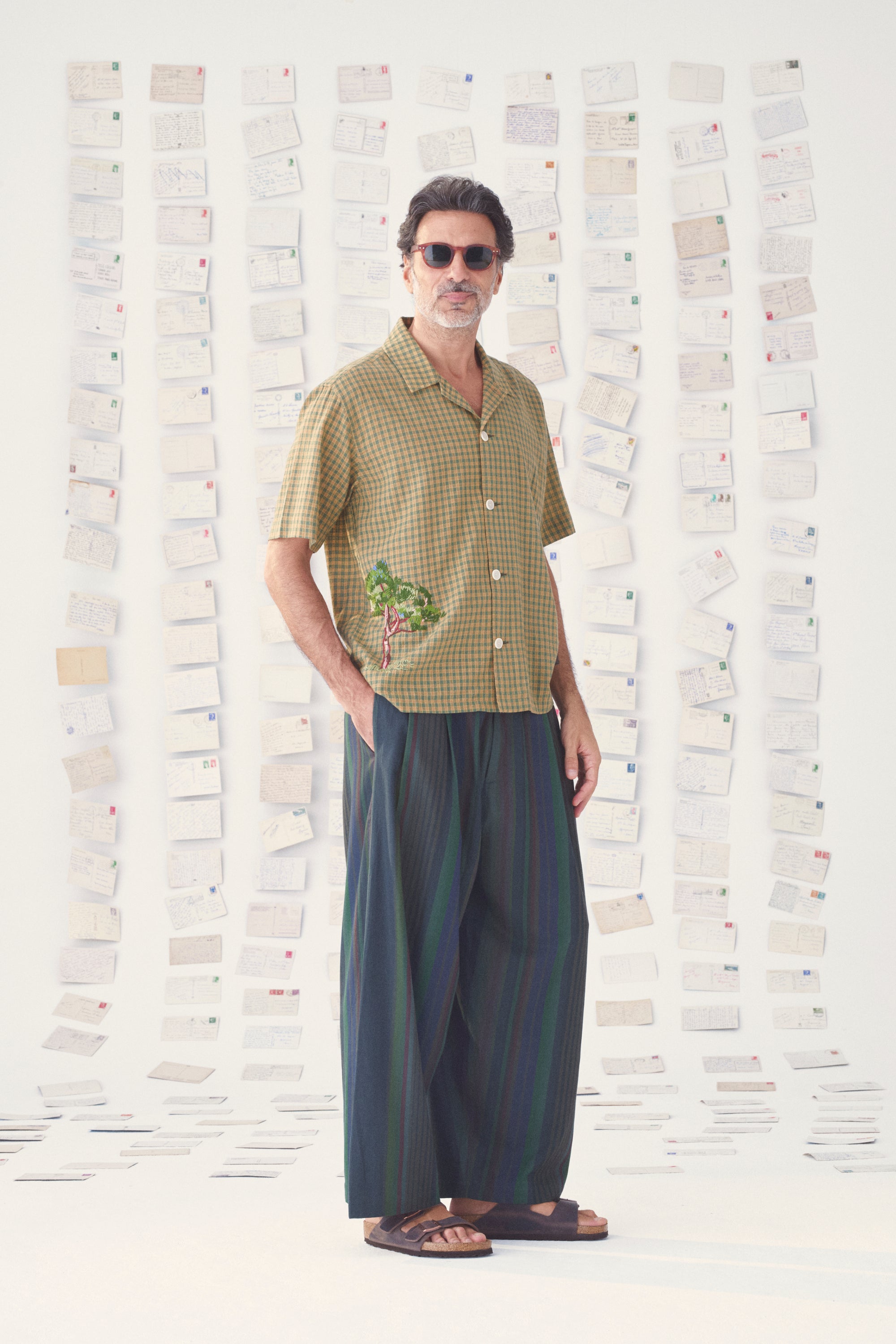 Mii Pantalon Wan Les Unis pantalon baggy coton rayé