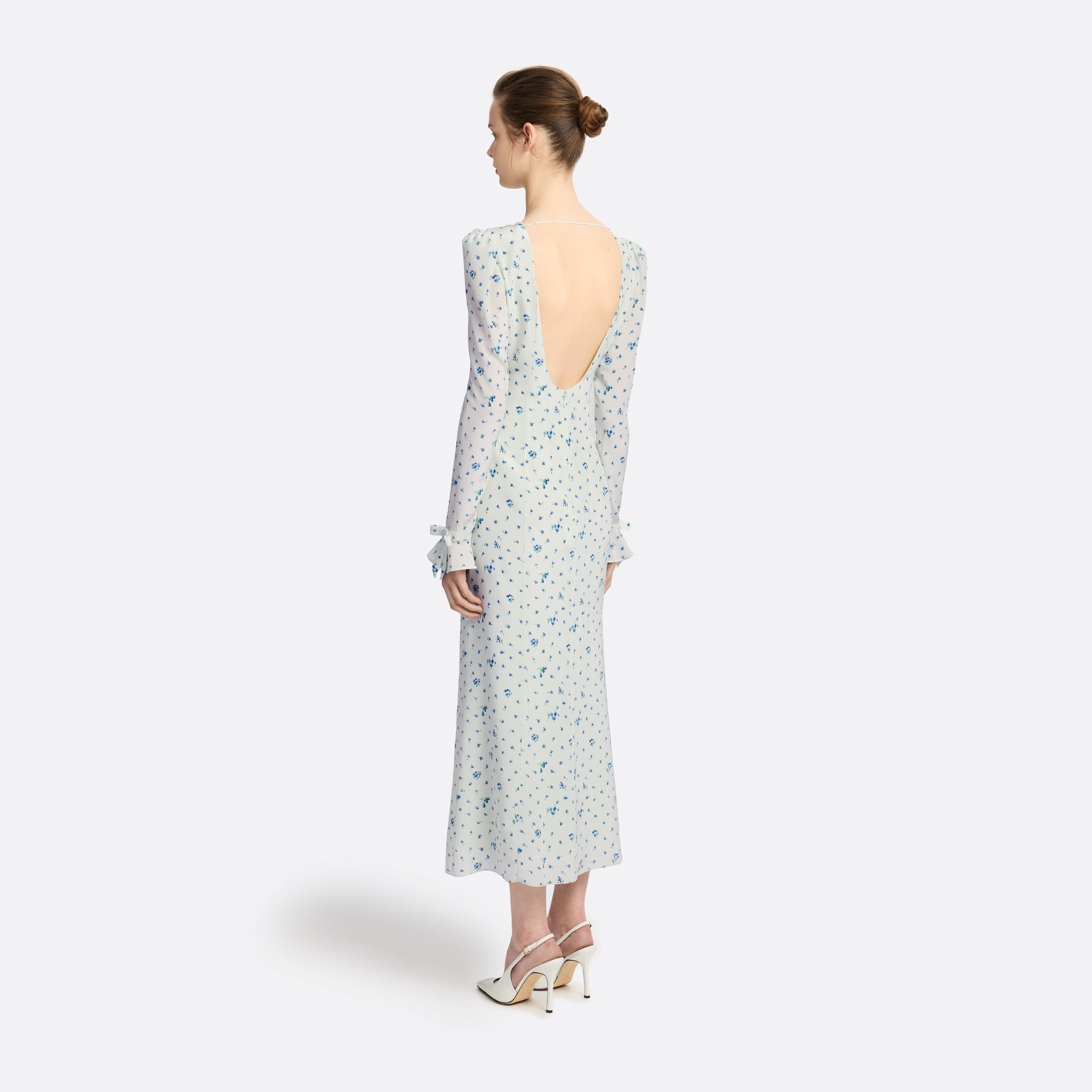 Alessandra Rich Silk Open Back Midi robe soie bleu taille 38