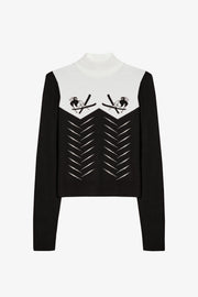 Oh Polly Tops BT2411 haut noir manches longues col roulé