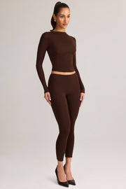 Oh Polly Alia 8641 top marron froncé manches longues