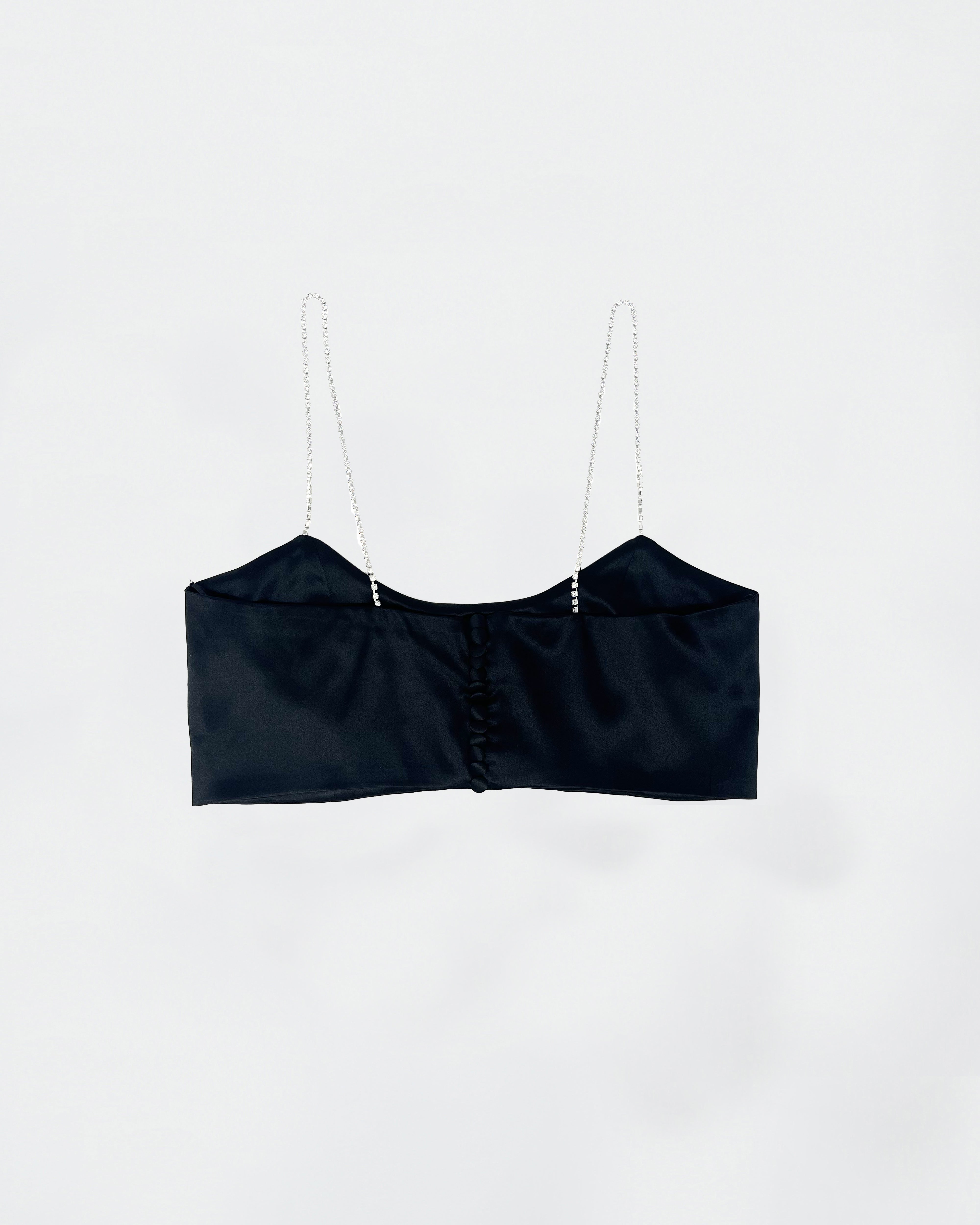 The Ethiquette Gigi crop top satin noir taille M