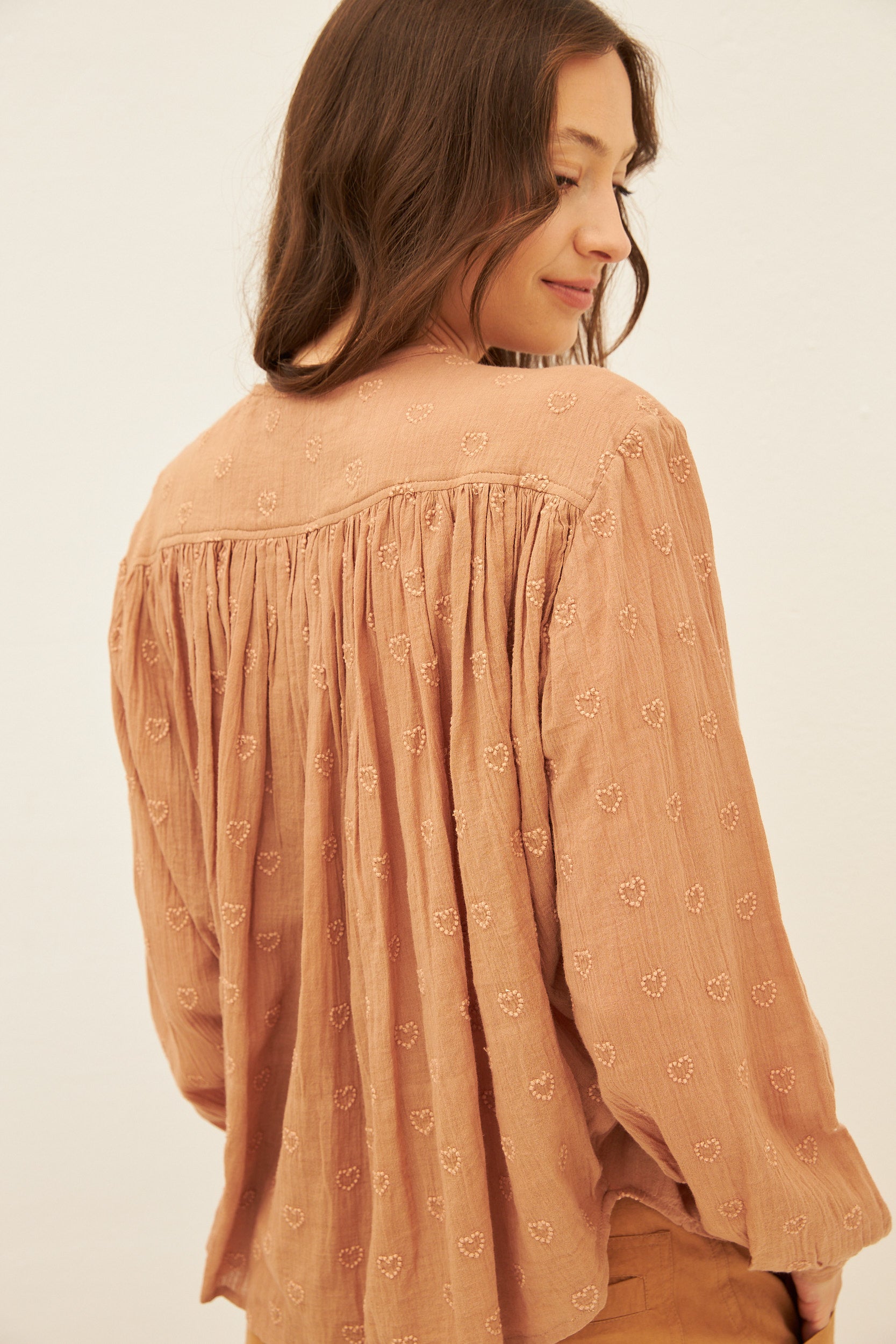 Chicosoleil Lolla chemise caramel broderie coton