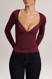 Oh Polly Emry Top Manches Longues Prune modal