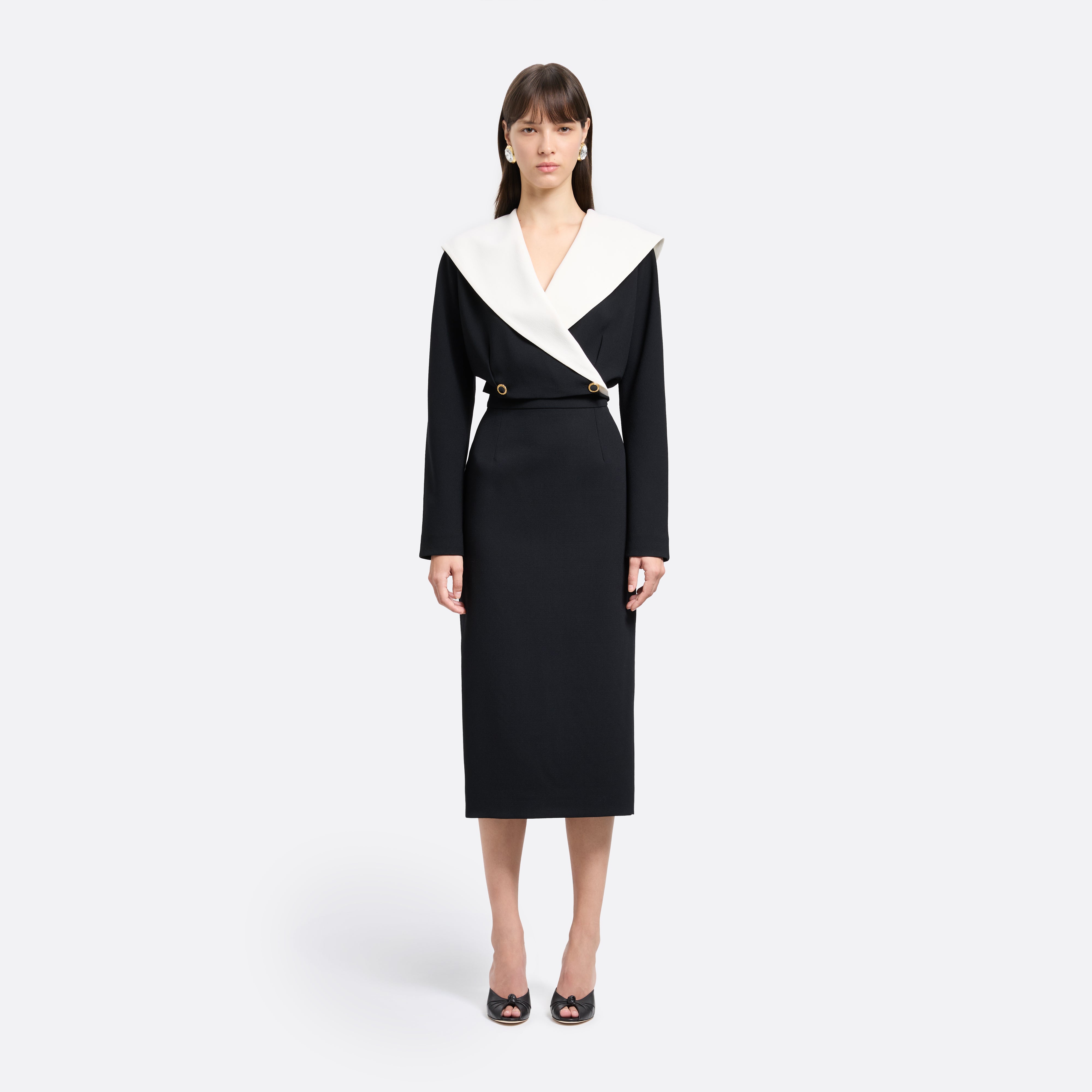 Alessandra Rich Wool Crêpe Cropped Jacket veste noire laine