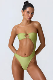Oh Polly Swim Bandeau Cut-Out Maillot Une Pièce Vert Perle Découpé