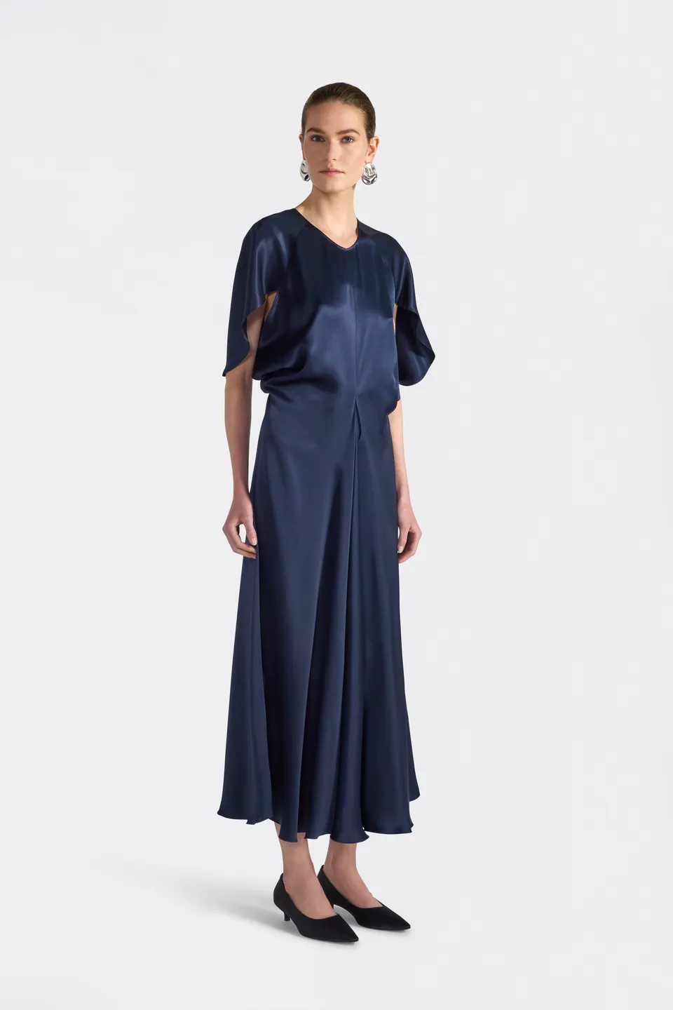 Liviana Conti Demetra robe midi Notte 42 satin fluide