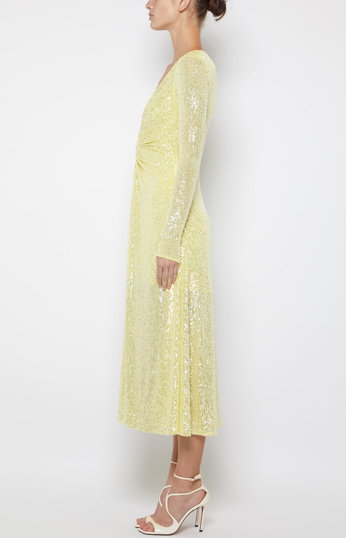 Prabal Gurung Twist Sequin Midi Dress robe citron