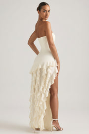 Oh Polly Diletta 8380 robe longue bustier perle volants