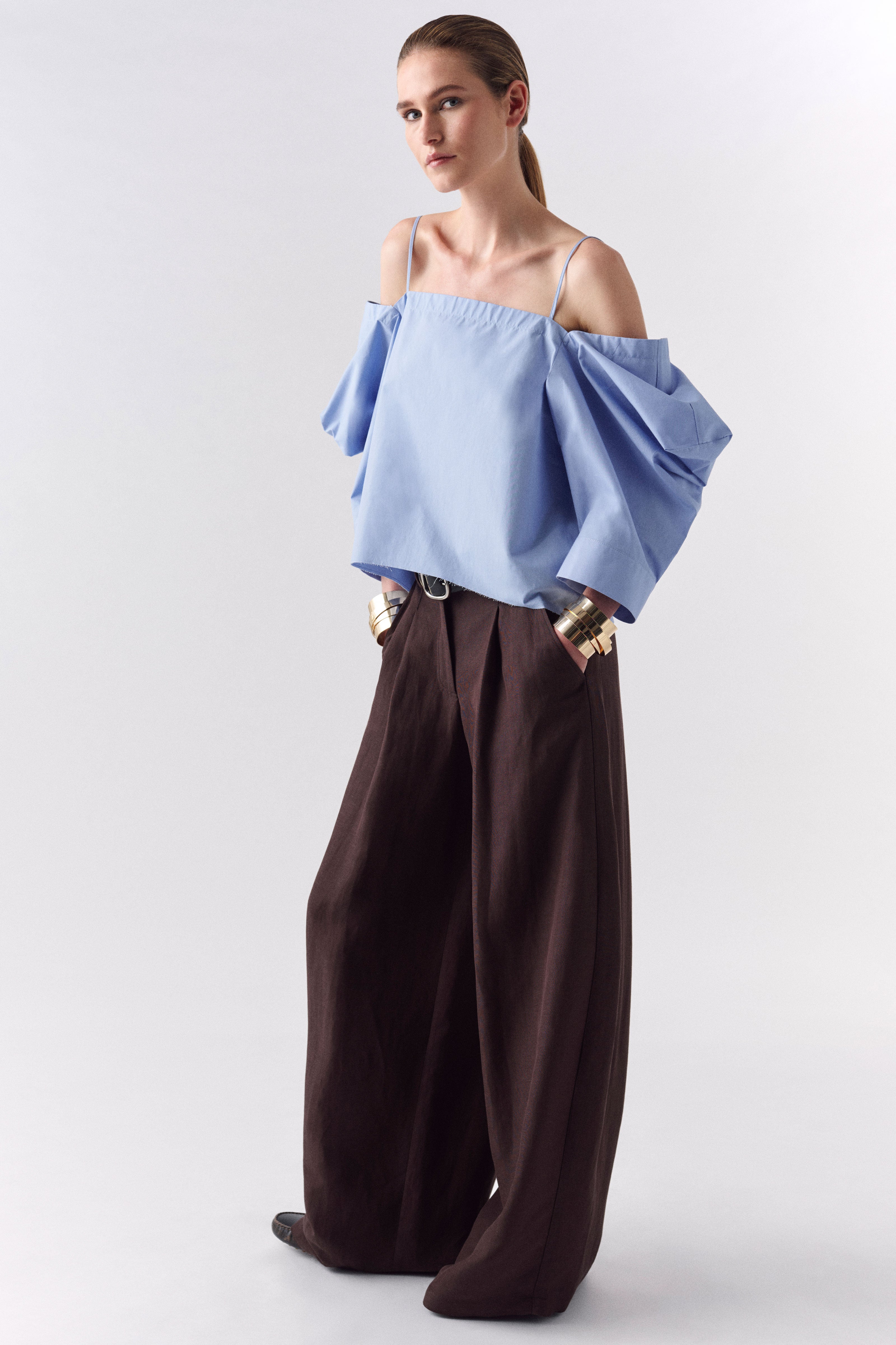 Liviana Conti Gareth pantalon palazzo lin fondente