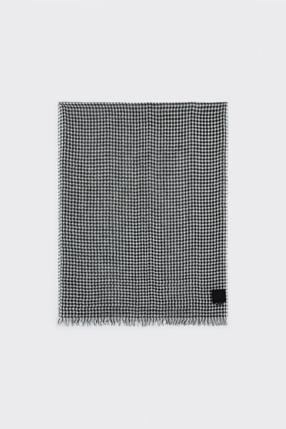 Liviana Conti Greta foulard lin blanc noir 70x200 carreaux
