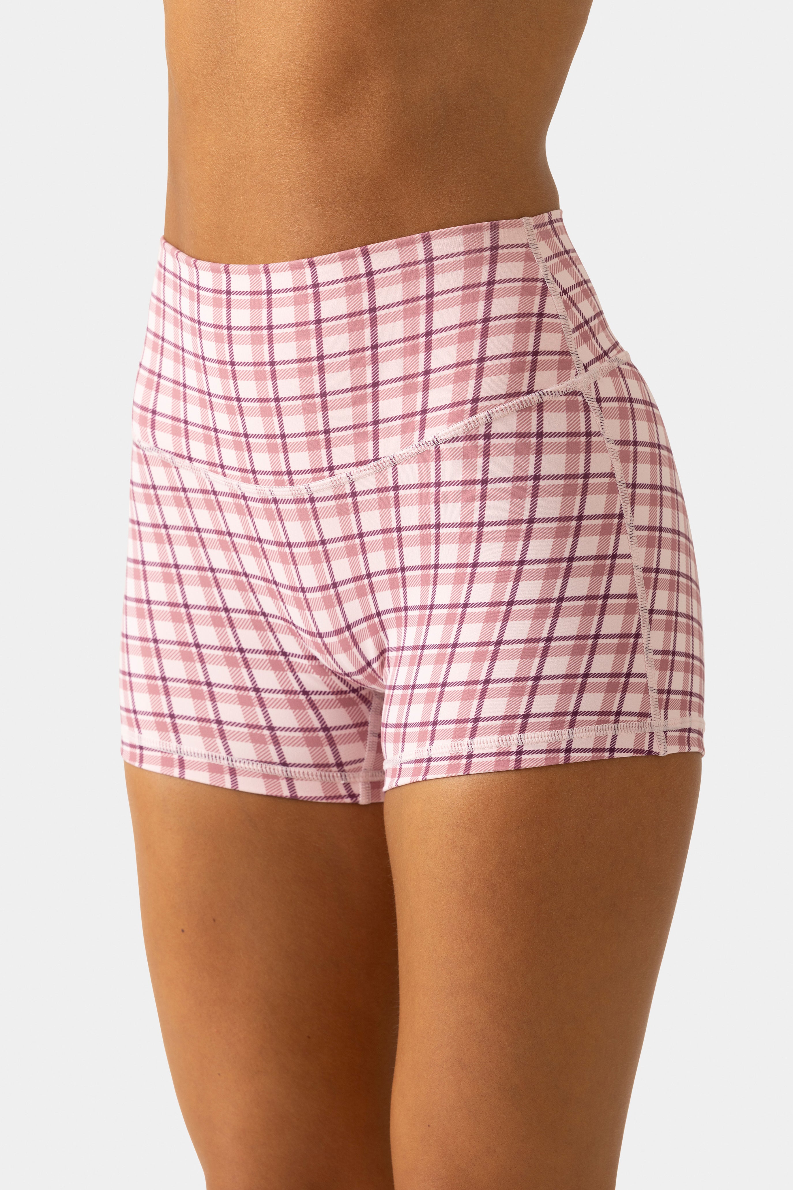 Oh Polly Bo+Tee Soft Active Mini Short Berry Plaid
