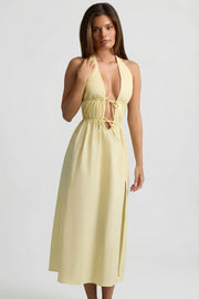 Oh Polly Aeris robe midaxi dos nu jaune citron coton