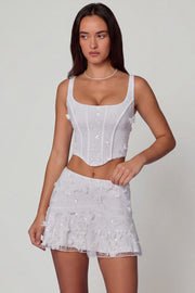 Oh Polly Letitia 10697B top corset blanc sequins