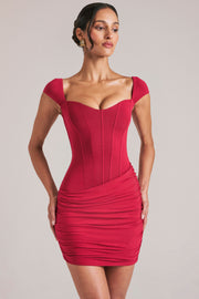 Oh Polly Robe mini col cœur rouge cerise drapée