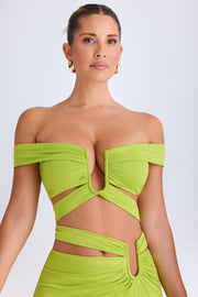 Oh Polly Zene crop top découpé lime green épaules dénudées