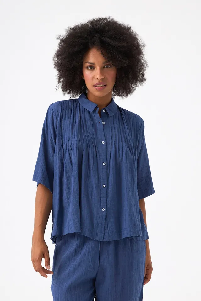 Chicosoleil Rusty blouse chemisier bleue coton viscose