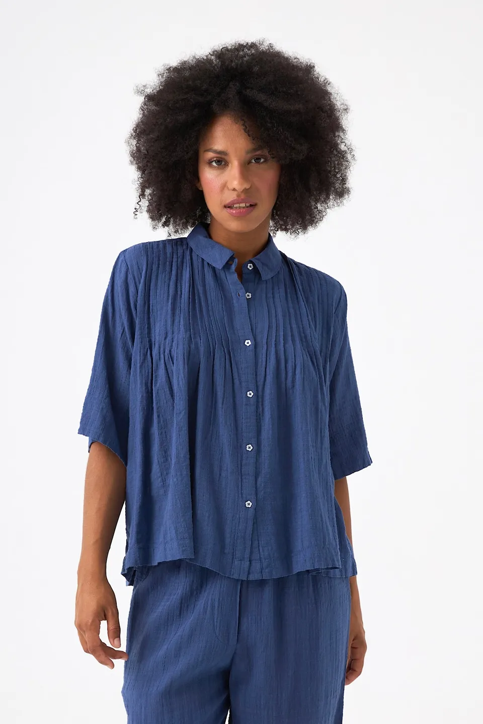 Chicosoleil Rusty blouse chemisier bleue coton viscose