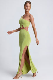 Oh Polly Dresses Rosalia 8616 robe longue olive une épaule