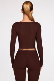 Oh Polly Base Layers Margaux 15823 top manches longues marron dentelle