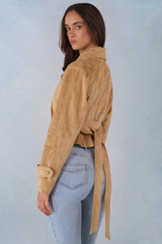 Oh Polly Coats Jackets Noelie Veste Tan suédine ceinturée