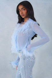 Oh Polly Elisia top plumes bleu clair chiffon