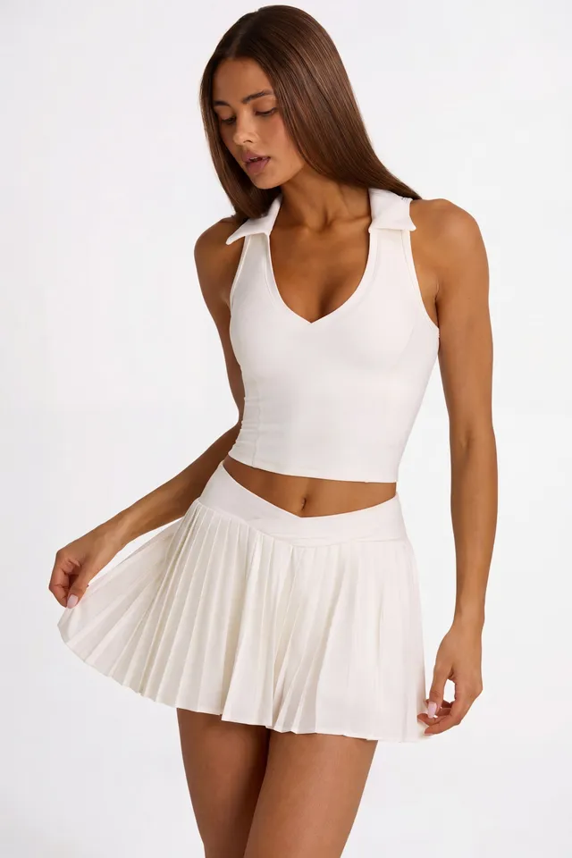 Oh Polly Bo+Tee polo crop top coconut respirant