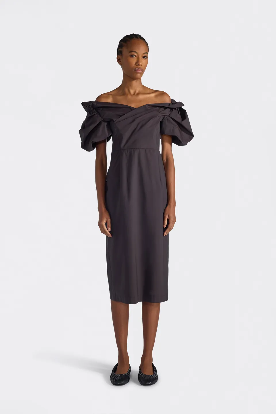 Liviana Conti Gianira robe midi fondente F6SK37 manches ballon
