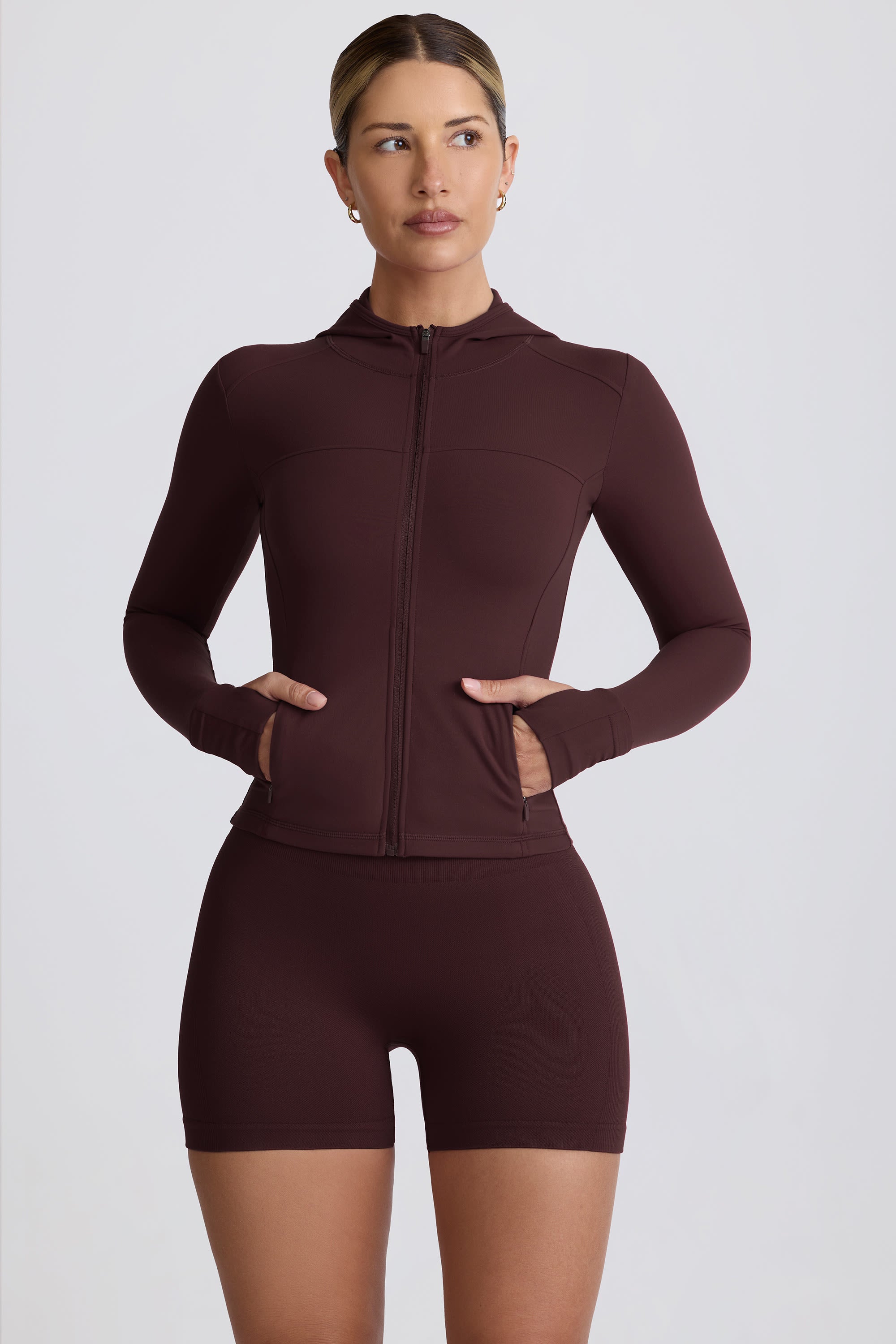Bo+Tee BT1029 veste sport capuche chocolat sculptante