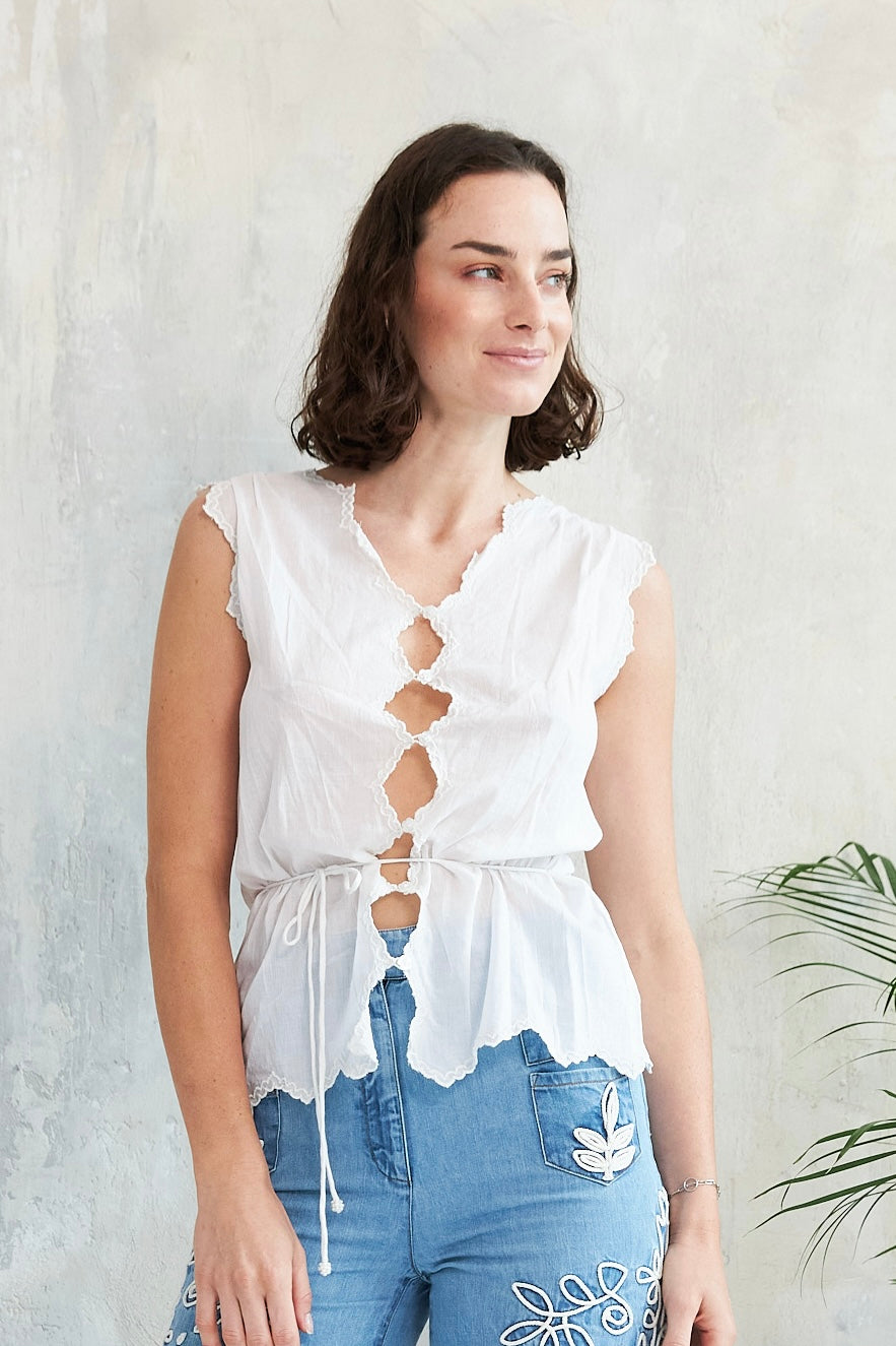 Chicosoleil Dev top blanc coton réversible