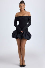 Oh Polly Serra mini robe noire épaules dénudées modal