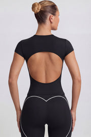Oh Polly Tops T-shirt longline BT2467 noir dos découpé