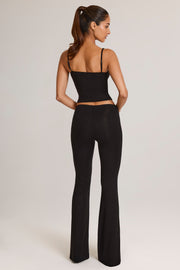 Oh Polly Patsy 14826A pantalon flare noir modal taille mi-haute