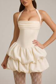 Oh Polly Andri Mini Robe Corset Ivoire Jupe Boule
