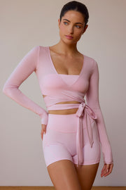 Oh Polly Tops crop top rose cache-cœur manches longues
