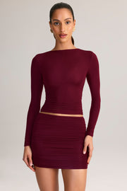 Oh Polly Cali 8640 mini jupe rouge vin froncée