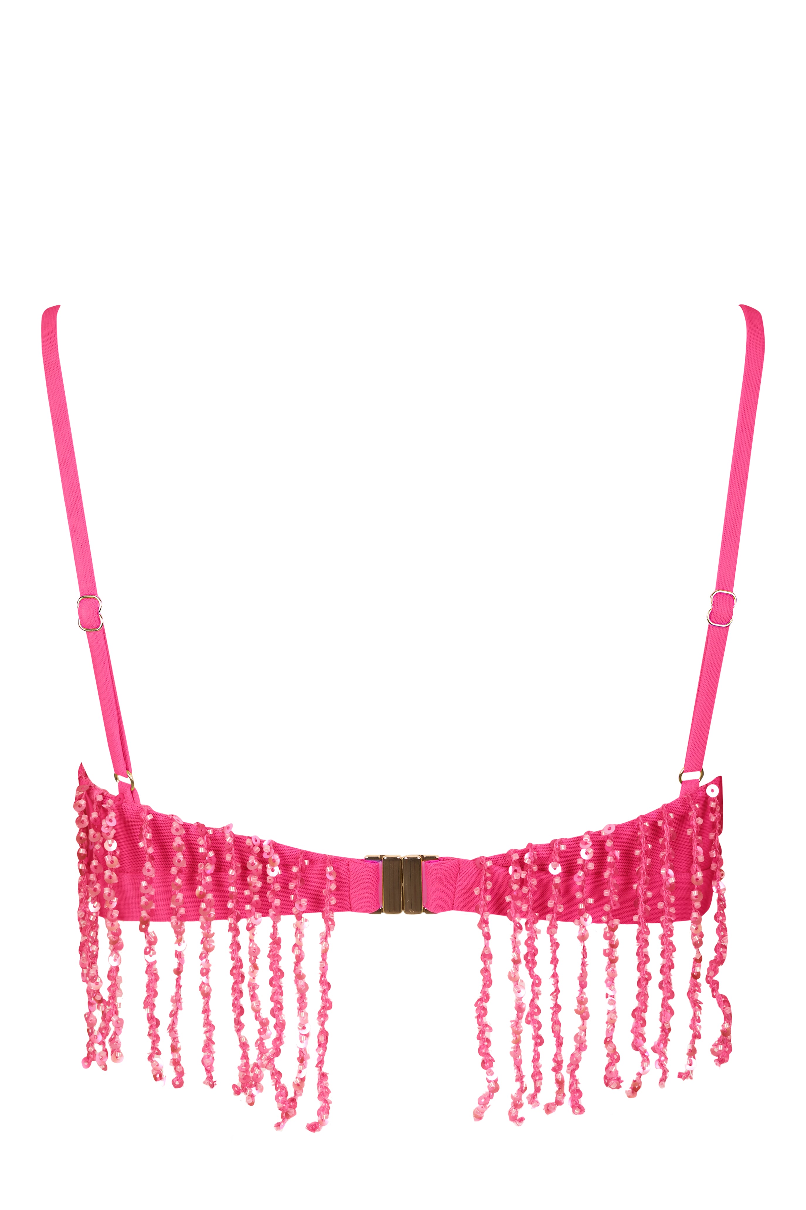 Oh Polly Tops Bralette Aerin Framboise Top à Franges Sequins