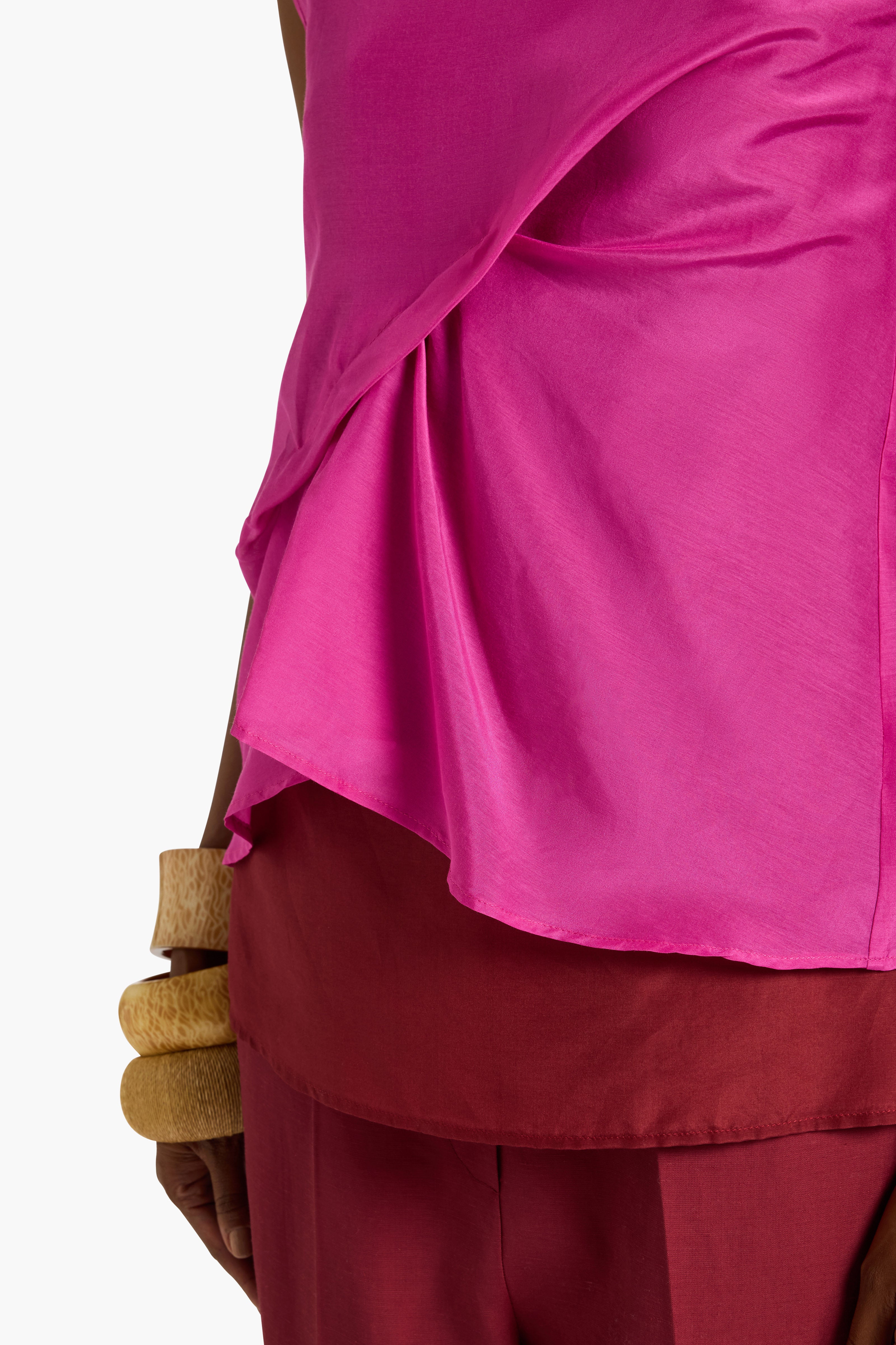 Liviana Conti Bethany Top Voile Coton-Soie Bicolore Bouganville