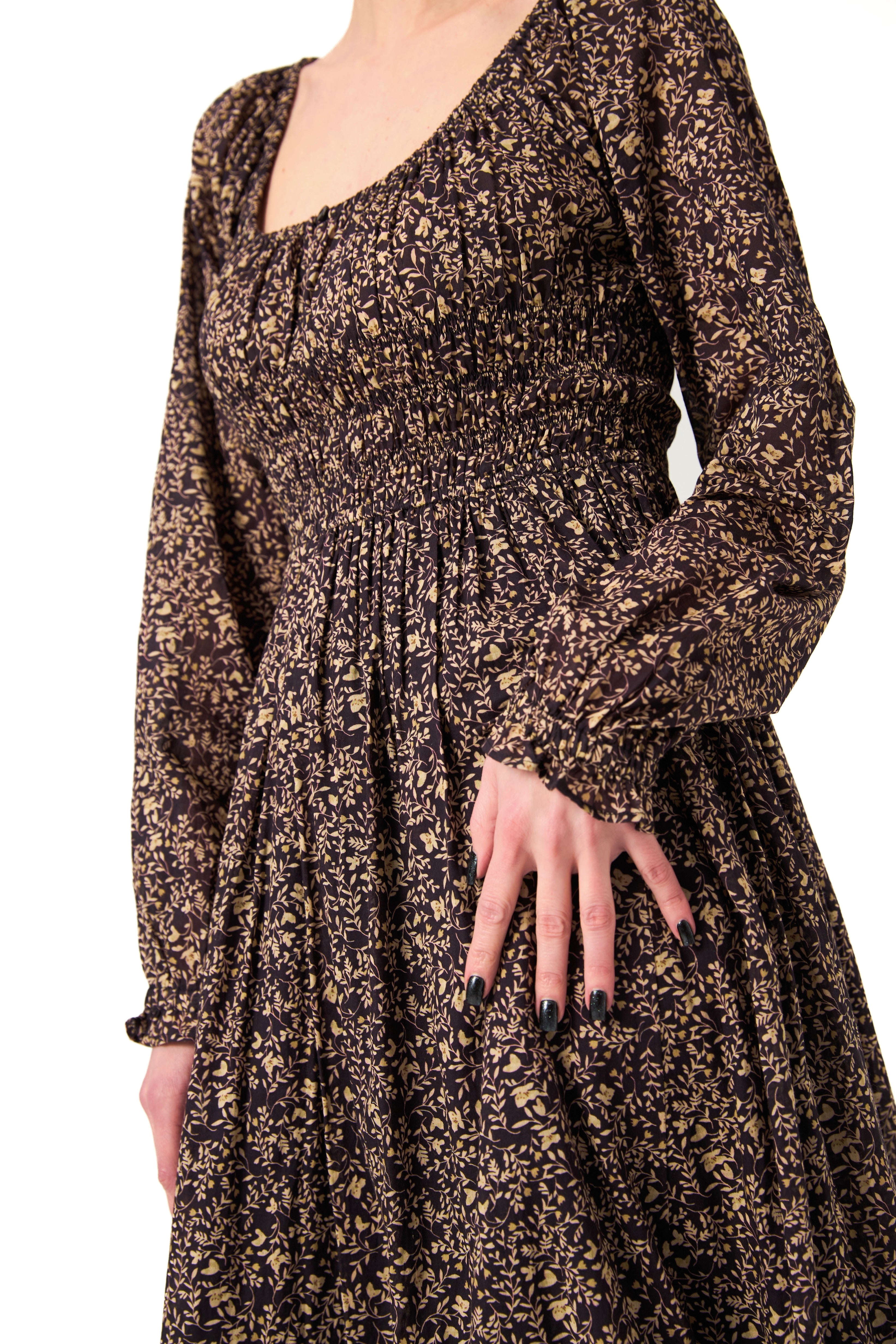 CHICOSOLEIL SUZUME robe midi coton black liberty XS-XL