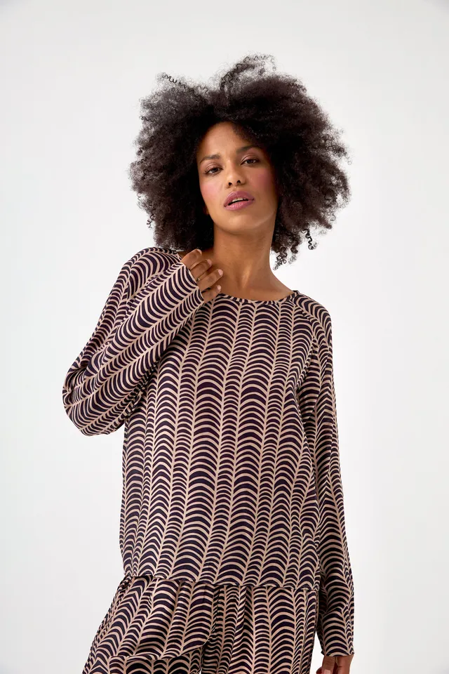 Chicosoleil Louizon top sable ébène satin viscose fluide