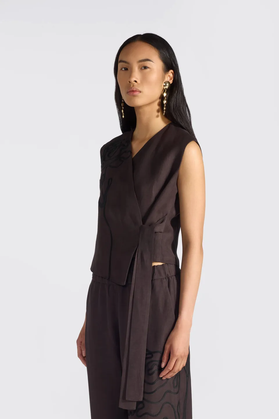 Liviana Conti Timothy gilet femme fondente viscose-lin