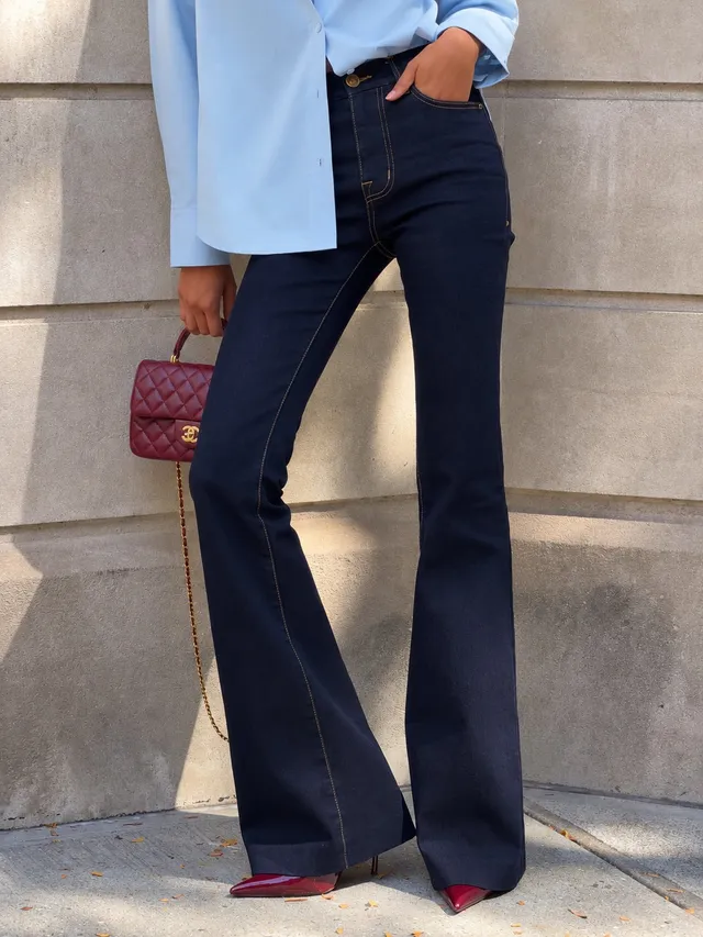 Oh Polly Lola Jean Flare Taille Haute bleu foncé