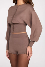 Oh Polly Anele cardigan maille moka boutons festonnés