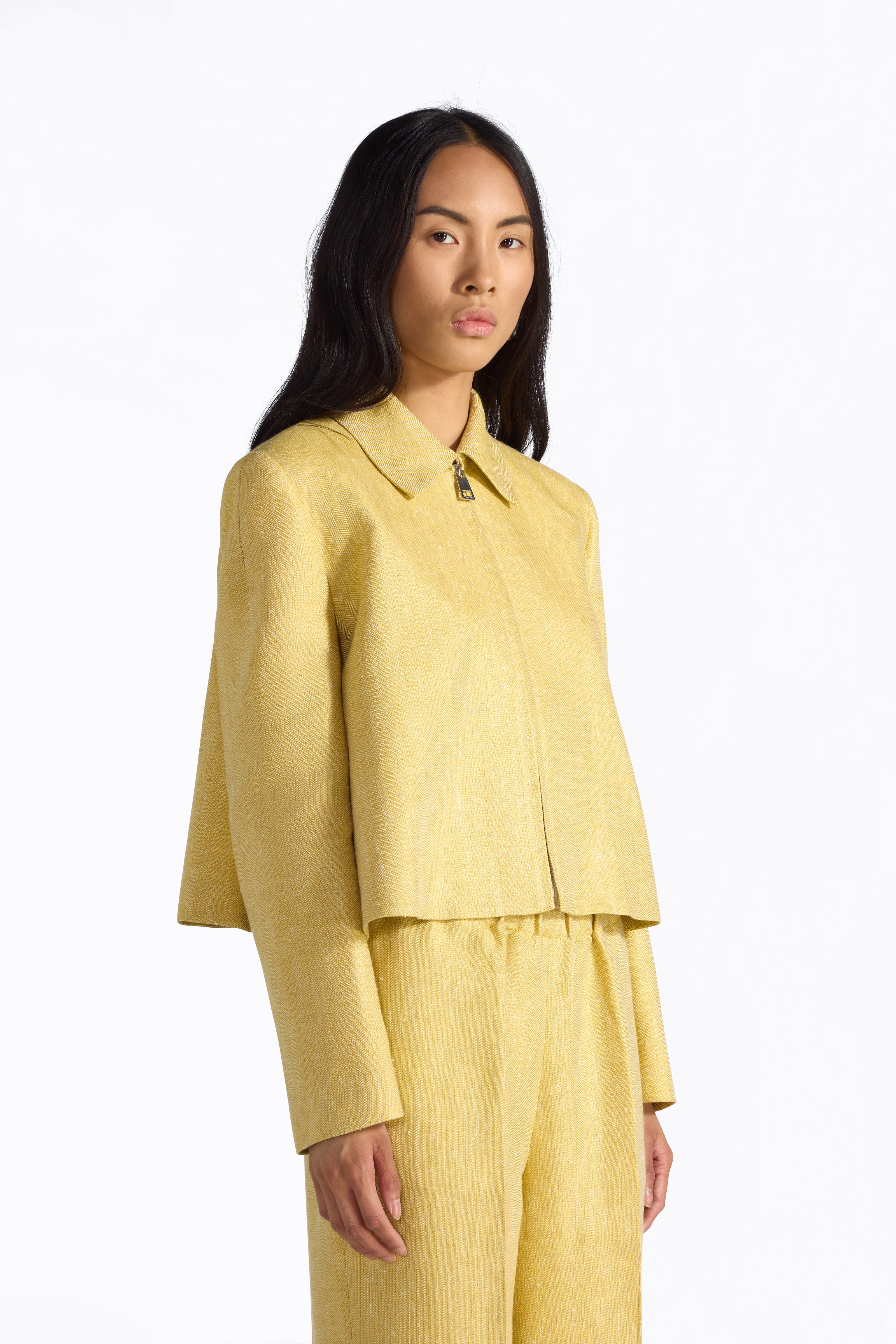 Liviana Conti Jacob veste soie lin sable crop
