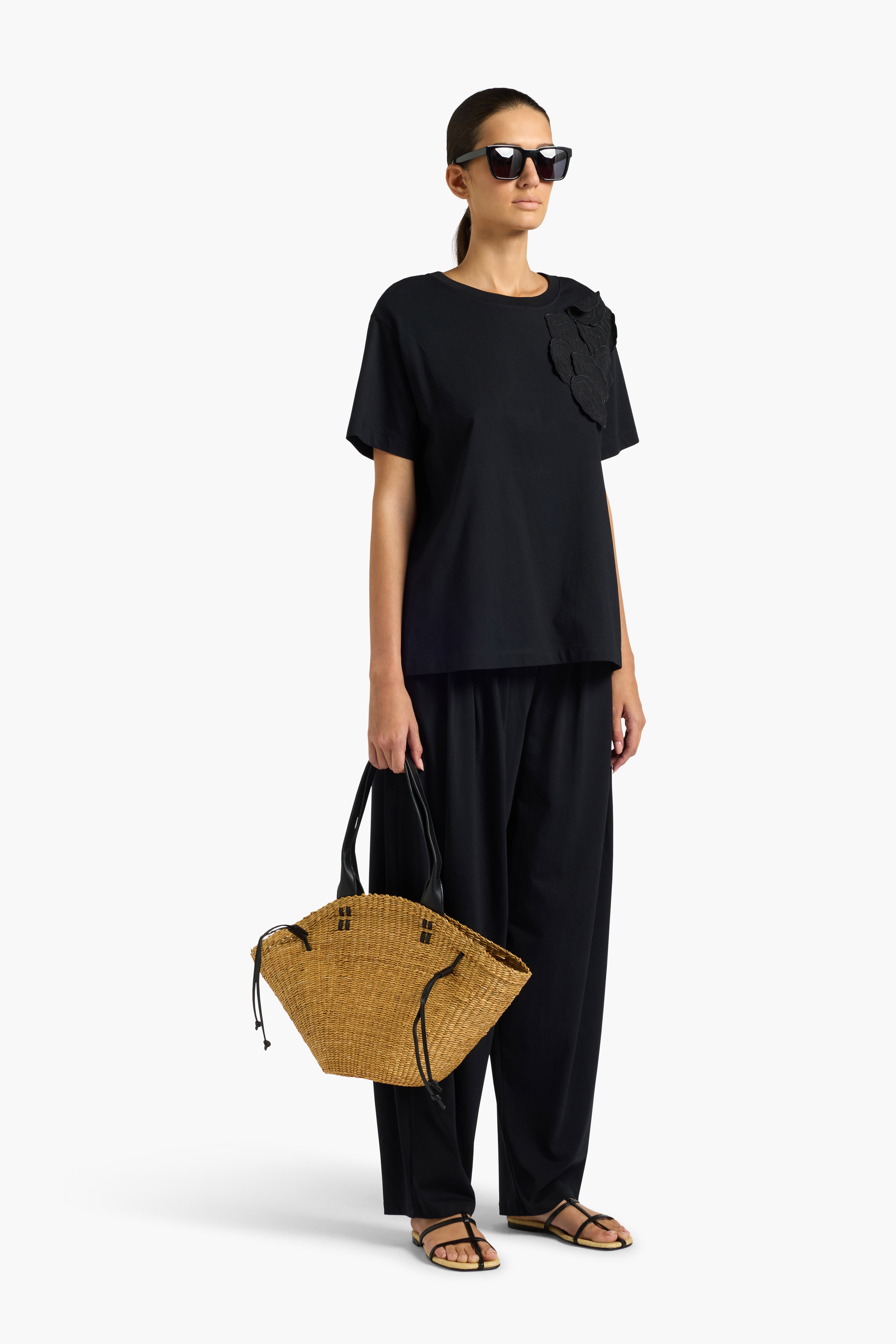 Liviana Conti Chad t-shirt coton noir brodé