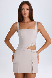 Oh Polly Acadia mini robe taupe ceinture découpée