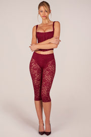 Oh Polly Annalisa pantalon dentelle rouge cerise capri 44 cm