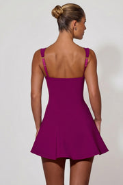Oh Polly Janelle robe mini trapèze plum nœuds