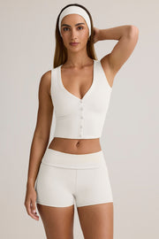 Oh Polly Tops Lene Top Blanc Côtelé Boutonné